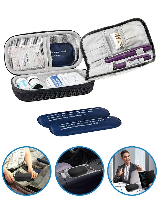 Generic Large-capacity insulin cooler travel case with insulated liner and two ice packs, diabetic travel bag for insulin pens and other medications, waterproof and drop-resistant, long-term heat preservation, suitable for travel business trips and daily life carry-on - Image 1