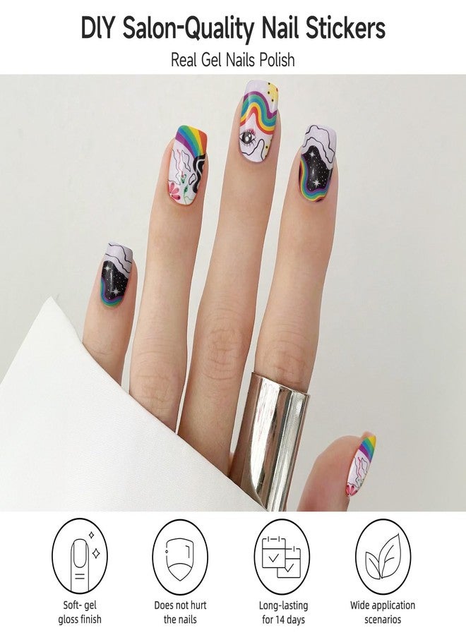 DUKASOU Semi Cured Gel Nail Strips, Rainbow, 28pcs Gel Nail Stickers - Image 5