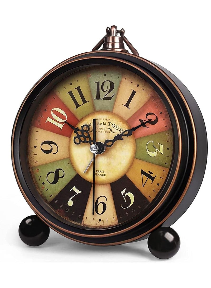 ساكن ساعة منبه تناظرية عتيقة، ساعة مكتب صغيرة صامتة مقاس 13.5 سم مع إضاءة ليلية، تعمل بالبطارية للطاولة، غرفة النوم، بجانب السرير، غرفة المعيشة، ساعة هدايا (على الطراز التوسكاني) - Image 1