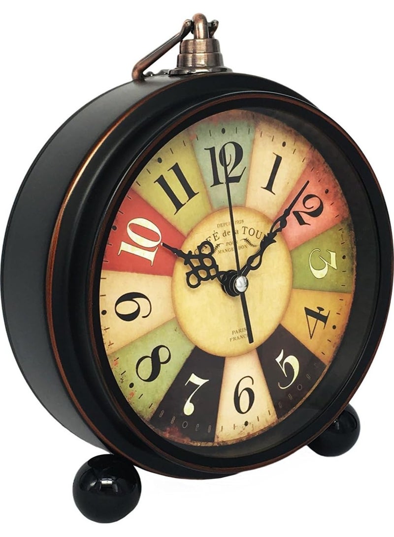 ساكن ساعة منبه تناظرية عتيقة، ساعة مكتب صغيرة صامتة مقاس 13.5 سم مع إضاءة ليلية، تعمل بالبطارية للطاولة، غرفة النوم، بجانب السرير، غرفة المعيشة، ساعة هدايا (على الطراز التوسكاني) - Image 4