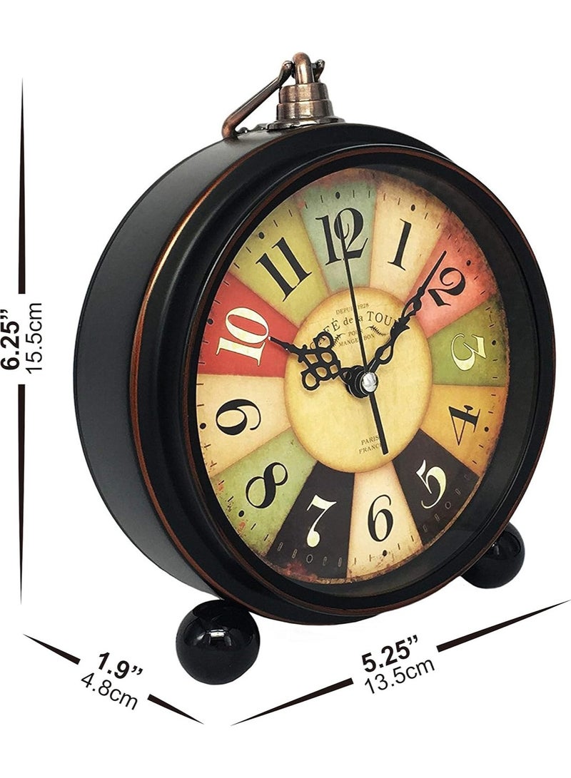 ساكن ساعة منبه تناظرية عتيقة، ساعة مكتب صغيرة صامتة مقاس 13.5 سم مع إضاءة ليلية، تعمل بالبطارية للطاولة، غرفة النوم، بجانب السرير، غرفة المعيشة، ساعة هدايا (على الطراز التوسكاني) - Image 2