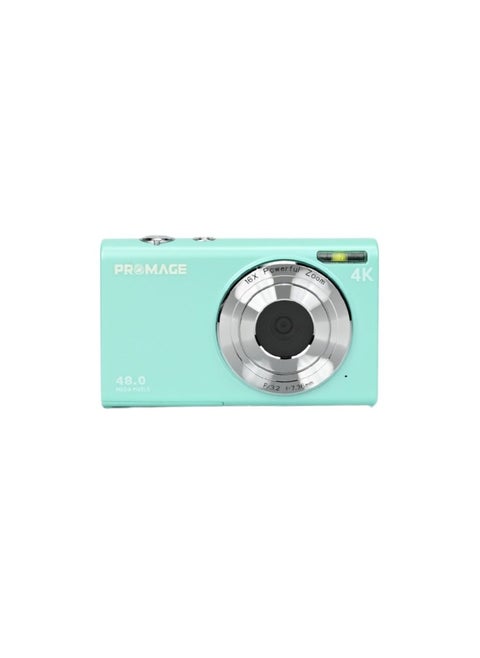 PROMAGE Digital Camera PC105 Green - 48MP 4K UHD Vlogging Camera with Auto Focus, Anti-Shake, 16X Digital Zoom & Riva Case 7023 | Compact Point & Shoot Camcorder with Webcam Function & 256GB Support