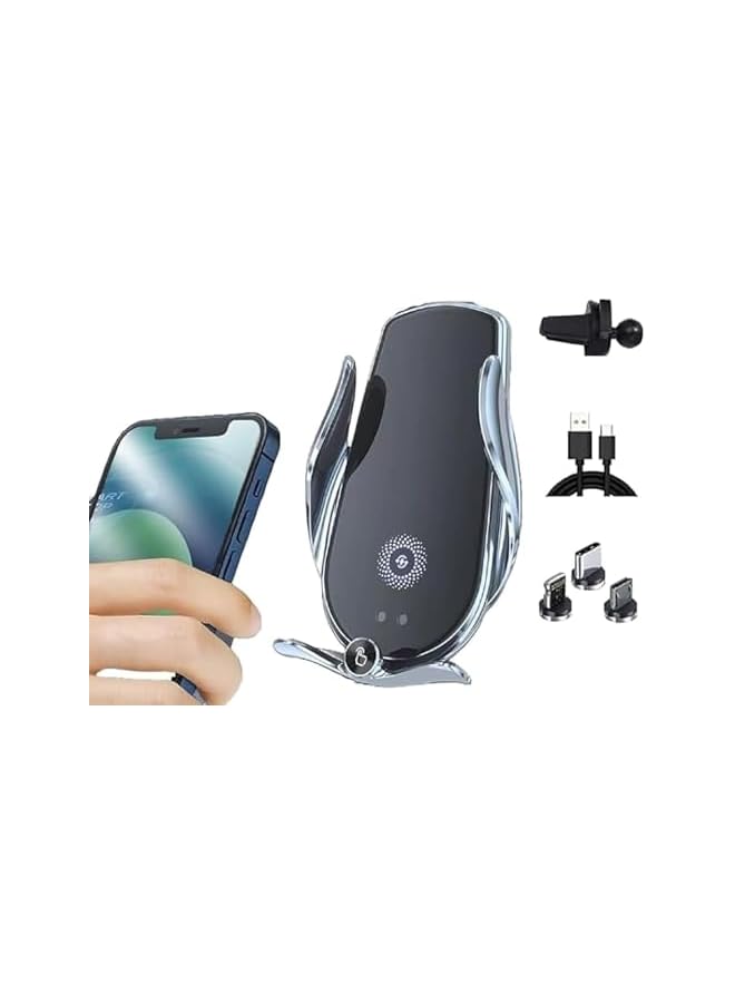 Green Tiger 15W Fast Wireless Car Charger Phone Holder with 360° Rotation and Auto-Clamping, Compatible with All Phones including iPhone and Samsung - Image 2