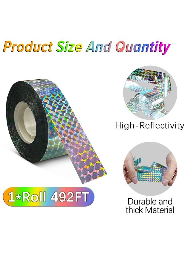 Benasan [492FT] Effective Birds Scare Ribbon, Reflective Flash Reflectors to Keep Pigeons, Hawks, Woodpeckers, Geeses Away from Trees Plants Crops - Image 2