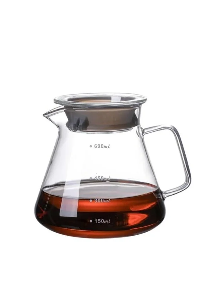 1Chase Borosilicate Heat Resistant Glass Coffee Server Pot (600 ML Square Handle)