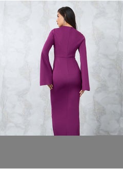 Styli Ruffle Panel Bell Sleeve Bodycon Maxi Dress  - Image 4