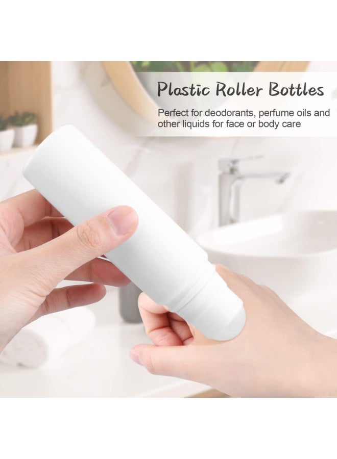 10 Pack Plastic Roller Bottles, 100ml Empty Refillable Roll On Bottle Leak-Proof Deodorant Containers, Anti-perspirant Dispenser for Essential Oil Perfumes Balms, White  - Image 3