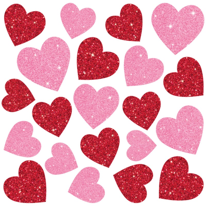 Whaline 6 Sheets Glitter Hearts Window Clings Valentine's Day Decor Reusable Love Hearts Window Stickers for Wedding Anniversary Home Party Supplies - Image 1