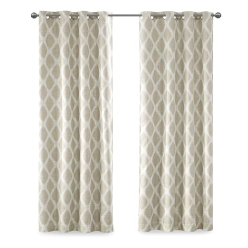 SUNSMART Sun Smart Blakesly Blackout Curtains Patio Window, Ikat Print, Grommet Top Living Room Decor, Living Room Decor, Thermal Insulated Light Blocking Drape for Bedroom and Apartments, 50" x 84", Taupe - Image 1