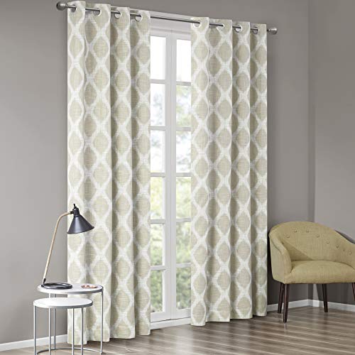 SUNSMART Sun Smart Blakesly Blackout Curtains Patio Window, Ikat Print, Grommet Top Living Room Decor, Living Room Decor, Thermal Insulated Light Blocking Drape for Bedroom and Apartments, 50" x 84", Taupe - Image 2