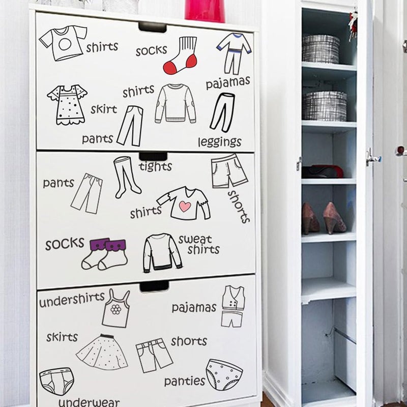 Veemoon Removable Dresser Clothes Labels Wardrobe Clothing Decals for Drawer Organizing  Bedroom Decoration - Image 5
