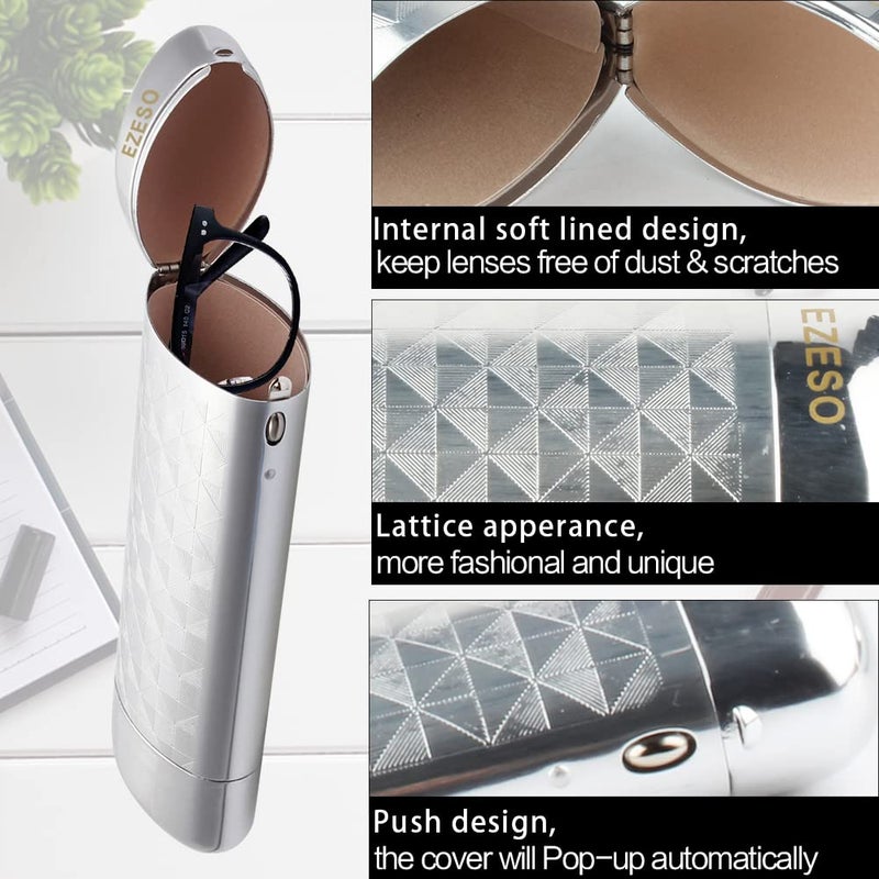 EZESO ESSENTIAL SKINCARE EZESO Glasses Case Spectacle Case Box Aluminum Lattice Nearsighted Eyeglass Case for Small Frame (Lattice Sliver)  - Image 4