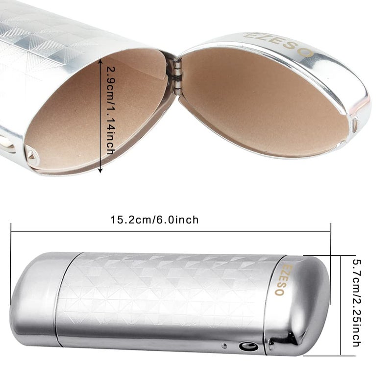 EZESO ESSENTIAL SKINCARE EZESO Glasses Case Spectacle Case Box Aluminum Lattice Nearsighted Eyeglass Case for Small Frame (Lattice Sliver)  - Image 2