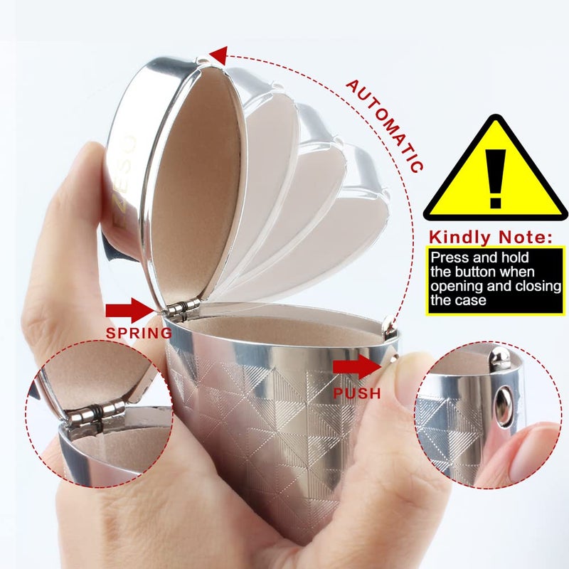 EZESO ESSENTIAL SKINCARE EZESO Glasses Case Spectacle Case Box Aluminum Lattice Nearsighted Eyeglass Case for Small Frame (Lattice Sliver)  - Image 3