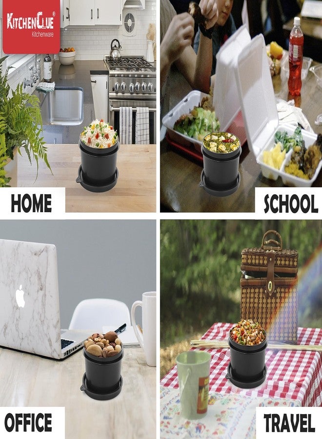 KITCHEN CLUE Stainless Steel Thermal Lunch Box Containers (Set of 3 Pcs, 450ml Each) Microwave Safe & Leak-Proof Storage Containers/Fridge Storage Boxes - Highly Durable & Unbreakable - Image 5