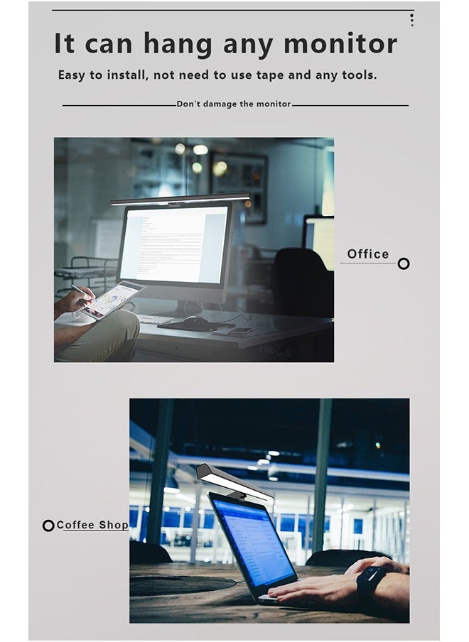 XiuWoo - Monitor Light Bar Adjustable Eye Protection Dimmable Lamp Bar USB LED Light for Laptop Keyboard Desktop Home Office 40cm - Image 1