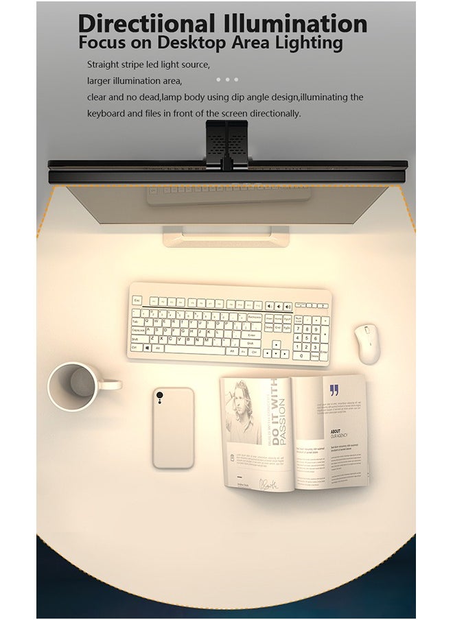 XiuWoo - Monitor Light Bar Adjustable Eye Protection Dimmable Lamp Bar USB LED Light for Laptop Keyboard Desktop Home Office 40cm - Image 1
