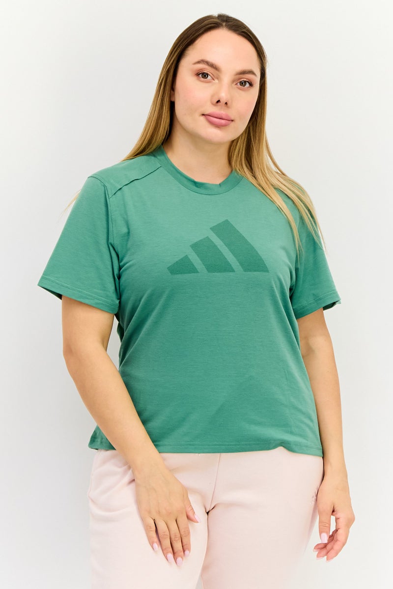 Adidas Women Sportswear Fit Short Sleeve Training Top, Green - Image 1