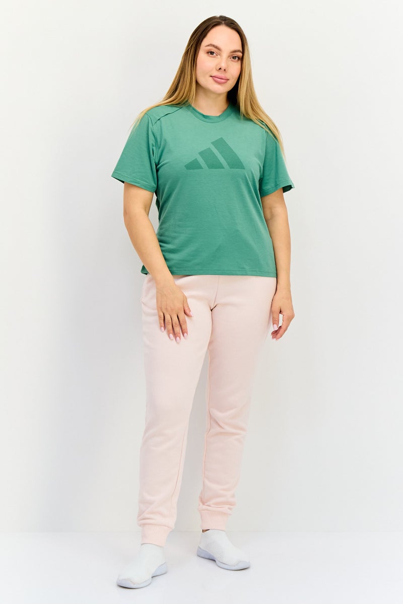 Adidas Women Sportswear Fit Short Sleeve Training Top, Green - Image 4