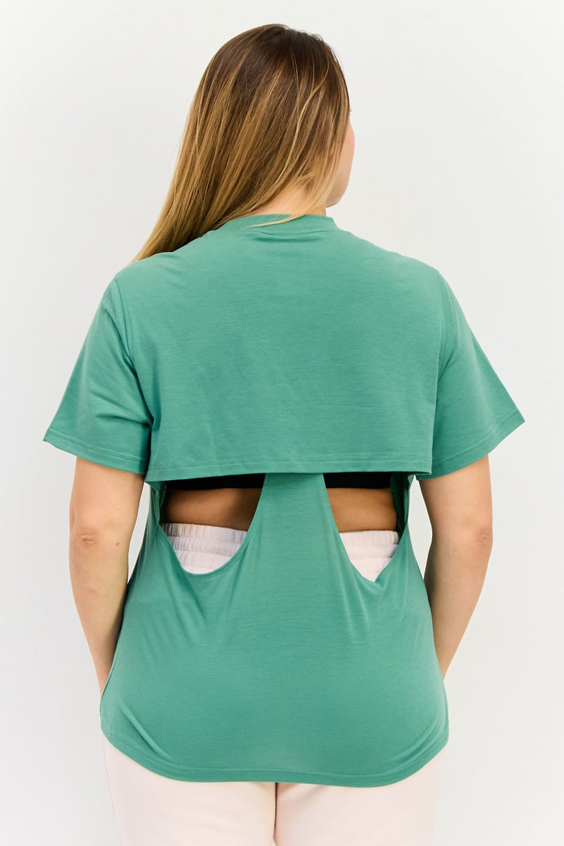 Adidas Women Sportswear Fit Short Sleeve Training Top, Green - Image 3