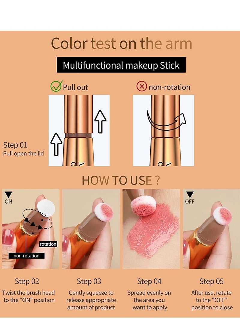 HelloKiss - Liquid Contour Beauty Wand Highlighter Liquid Beauty Wand Makeup Matte Liquid Cheek Blusher Bronzer Stick with Cushion Applicator for Long Lasting Natural Shimmer Smooth Silky Cream Makeup Pen #05 - Image 1