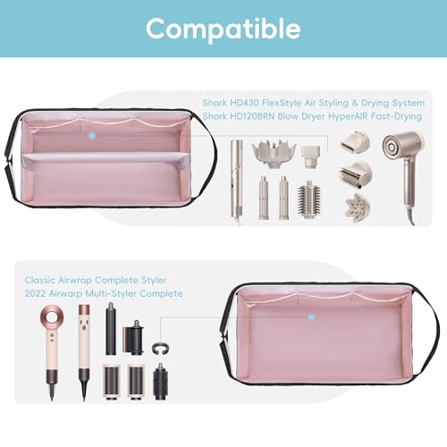 Lexeeco Dy son Air wrap Travel Case Hair Tools Travel Bag for Shark Flexstyle Carrying Case Portable Shark Hair Dryer Revlon Flat Curling Iron Organizer(Black) - Image 4