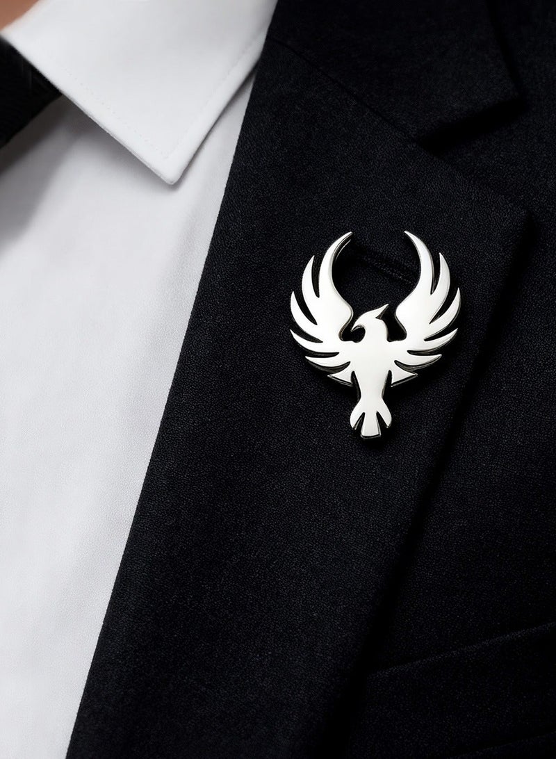 Pin Brooch, 1PC Phoenix-shape Stainless Steel Pin Brooch for Women Men Children, Lapel Pins Shirt Collar Brooch Buckle Lapel Pins Badge Suit Clip Accessory for Clothing Bags Jackets Shirts. - Image 1