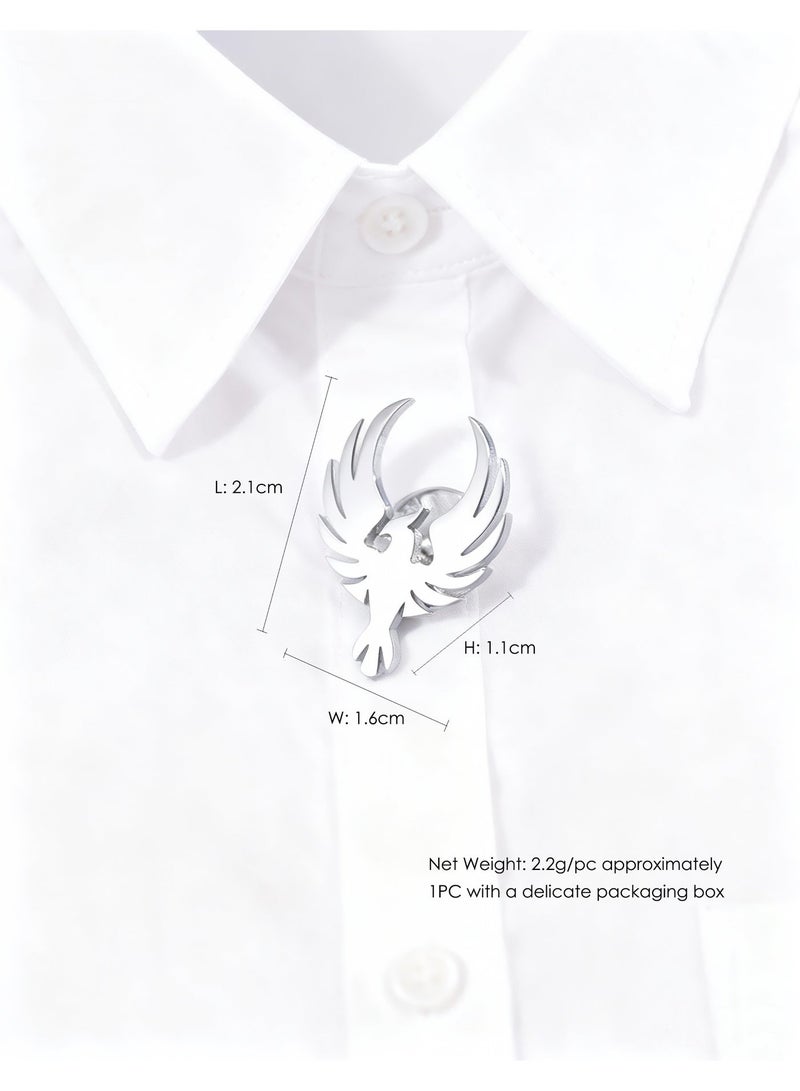 Pin Brooch, 1PC Phoenix-shape Stainless Steel Pin Brooch for Women Men Children, Lapel Pins Shirt Collar Brooch Buckle Lapel Pins Badge Suit Clip Accessory for Clothing Bags Jackets Shirts. - Image 3