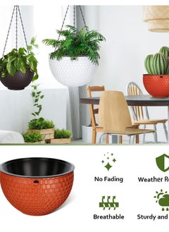 Generic 3 Piece Hanging Planter Set for Indoor and Outdoor Use with Drainage Holes and Removable Saucers for Home and Garden Decor  - Image 4