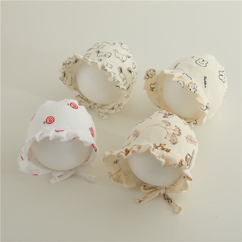 Fresh Jacquard Washed Cotton Cloth Baby Big Brim Sunscreen Hat Thin Breathable Sunshade Hat For Boys And Girls - Image 3