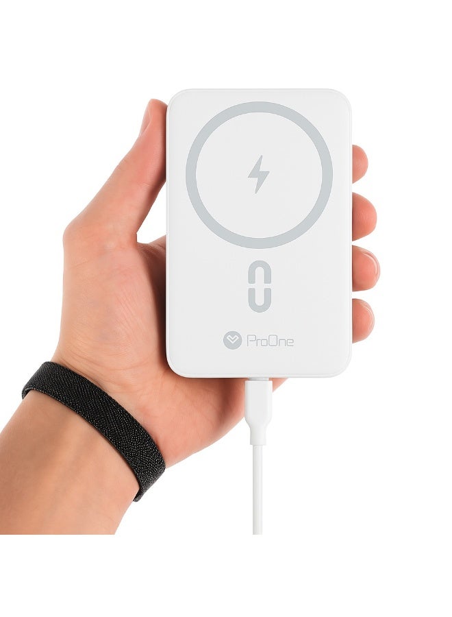 ProOne ProOne PPB5118 10000mAh Portable Wireless + Wired Power Bank, 15W Wireless & 22.50W Wired Fast Charging, Built-in Lightning & Type-C Cables, Magnetic Design, Lightweight Pocket-Sized Power Bank  - Image 4