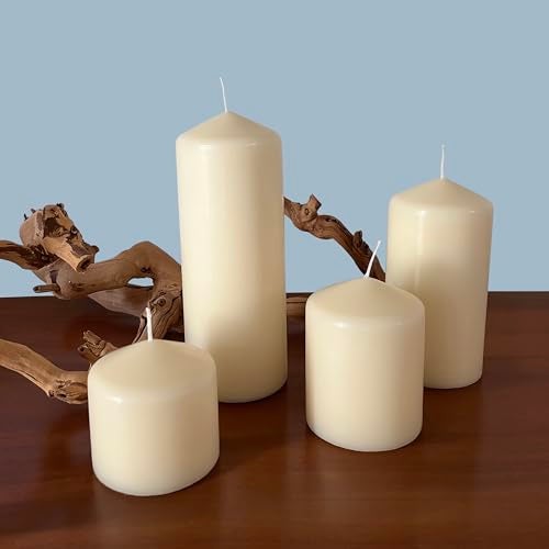 Stonebriar 6 Pack Tall 3 x 6 Inch 65 Hour Long Burning Unscented Ivory Wax Pillar Candles - Image 5