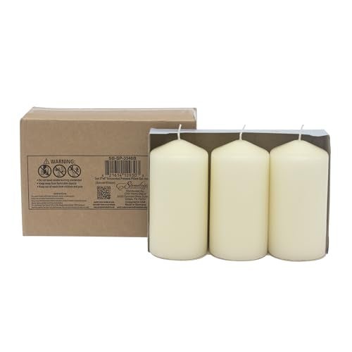 Stonebriar 6 Pack Tall 3 x 6 Inch 65 Hour Long Burning Unscented Ivory Wax Pillar Candles - Image 2