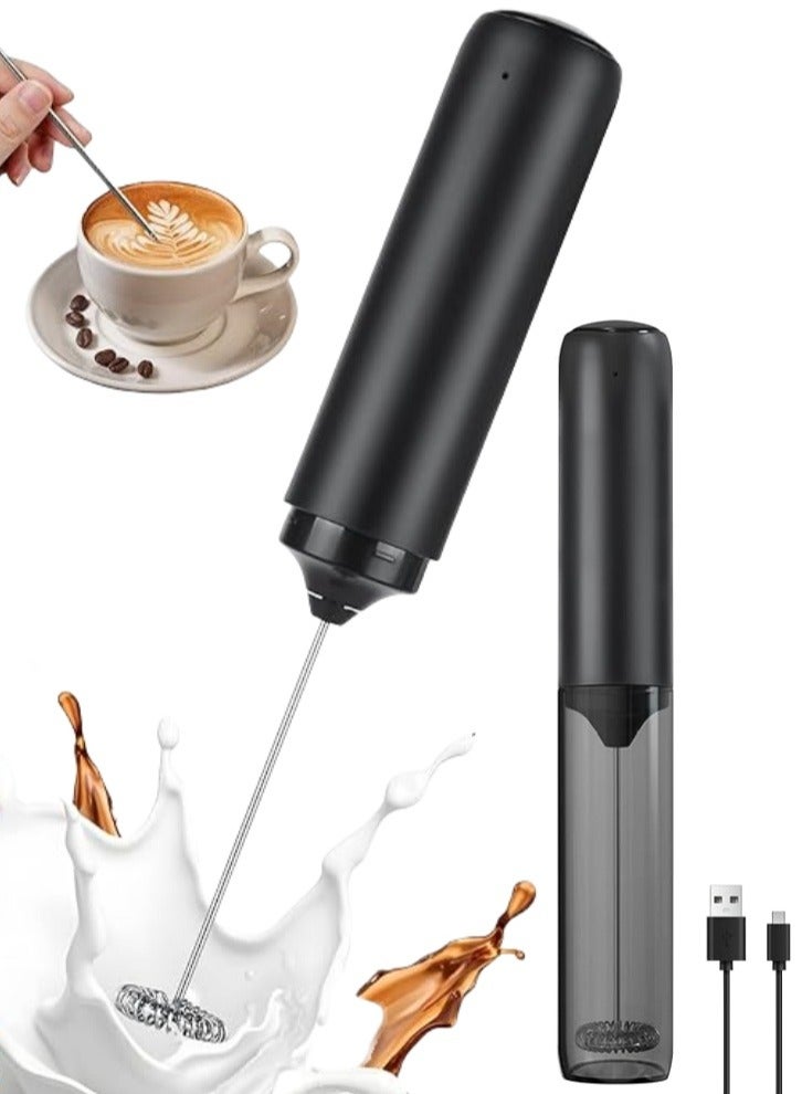 Lullaxx Rechargeable Milk Frother Handheld, Electric Frothers, Coffee Frother blender stirrer Mini Whisk, Foam Maker, Drink Mixer for Coffee, Milk, Lattes, Cappuccino Cream Matcha,Black - Image 1