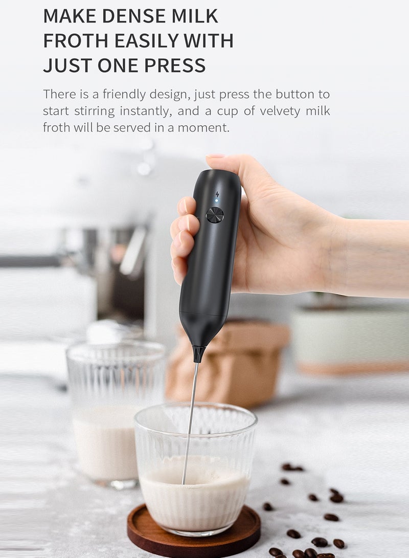 Lullaxx Rechargeable Milk Frother Handheld, Electric Frothers, Coffee Frother blender stirrer Mini Whisk, Foam Maker, Drink Mixer for Coffee, Milk, Lattes, Cappuccino Cream Matcha,Black - Image 2