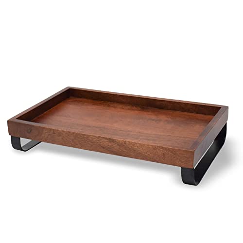 BRICK BROWN ® Premium Wooden Serving Tray/Platter with Black Metal Stand (Mahogany Finish, 13x8 Inch) - Image 4