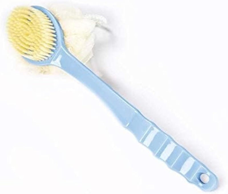 Incrizma Plastic Shower Body Brush with Bristles and Loofah Mesh Sponge with Curved Long Handle for Skin Exfoliating Bath for Men's and Women's - Assorted colors