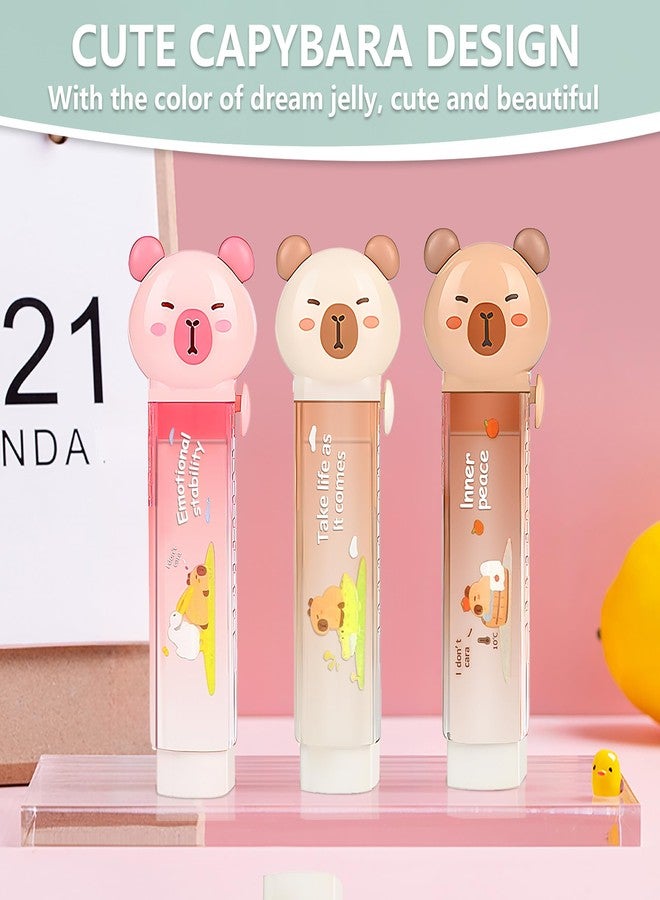 Daphilly 3Pcs Retractable Pencil Erasers, Cute Erasers,Kawaii Capybara Eraser,Suitable for School Home Office Supplies - Image 2