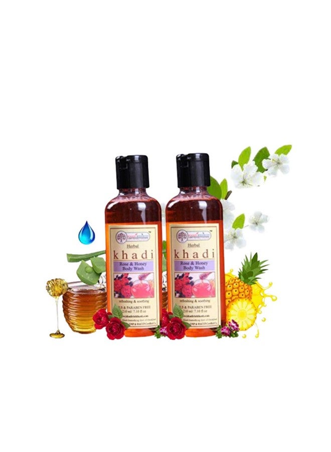 Khadi Rishikesh Ayurvedic Rose Honey Body wash Gel- Refreshment Properties-Deep Cleansing-Body Smooth & Soft -Women Men-Pack Of 2-420GM-WITH SCISSOR FREE FREE - Image 1