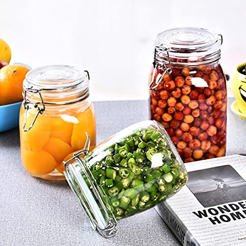 OLWICK 4 Pcs Air Tight Glass Storage Containers with Steel Clamp Lid and Silicon Seal/Glass Jars/Kitchen Storage Containers/Cookie Jar (Round, 750 ml), Transparent - Image 3