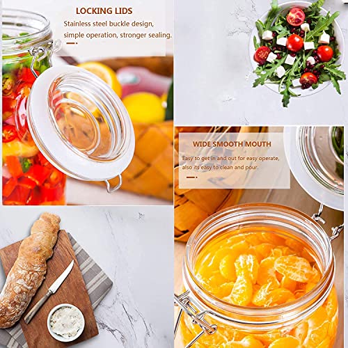 OLWICK 4 Pcs Air Tight Glass Storage Containers with Steel Clamp Lid and Silicon Seal/Glass Jars/Kitchen Storage Containers/Cookie Jar (Round, 750 ml), Transparent - Image 5