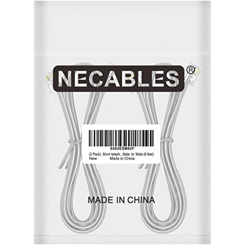 NECABLES 2Pack Phone Cord 6ft Telephone Cord Phone Cable RJ11 6P4C Male to Male for Landline and Fax - 6 Feet - Image 4