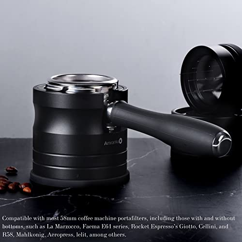 Amrankuo Coffee Portafilter Holder| Espresso Tamper Stand| Aluminum Alloy Espresso Holder| With Non-slip Base| Suitable For Most 58mm Coffee Machin Portafilter| (58mm, Black) - Image 3