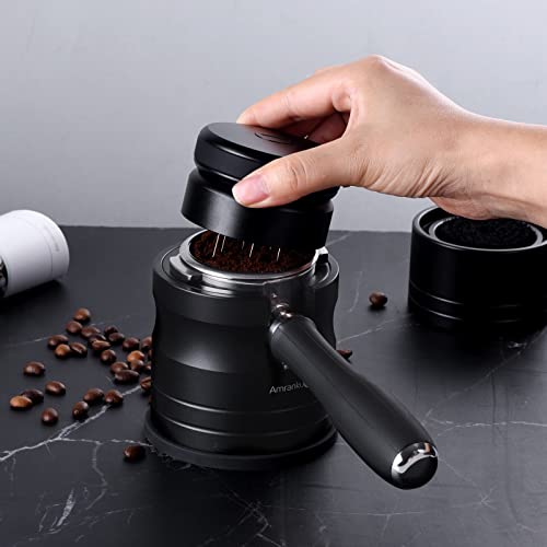 Amrankuo Coffee Portafilter Holder| Espresso Tamper Stand| Aluminum Alloy Espresso Holder| With Non-slip Base| Suitable For Most 58mm Coffee Machin Portafilter| (58mm, Black) - Image 4