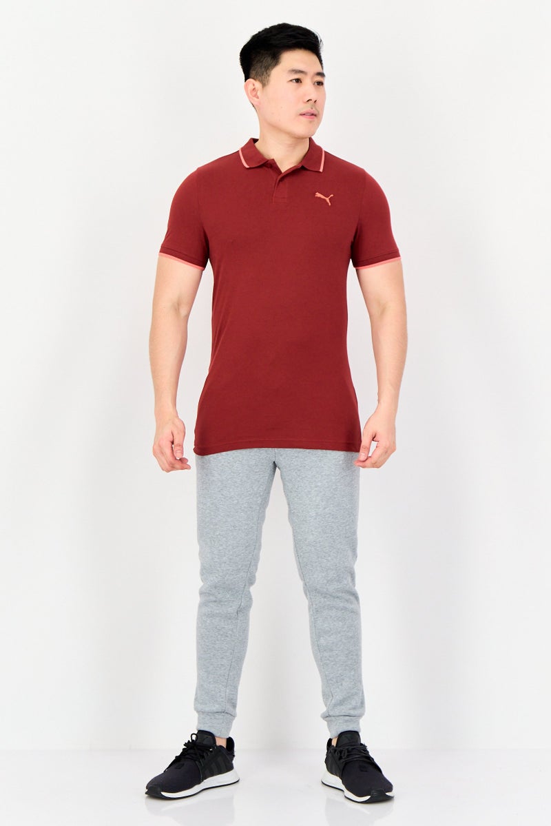 PUMA قميص بولو خارجي للرجال بقصة ضيقة بأكمام قصيرة، أحمر حار - Image 3