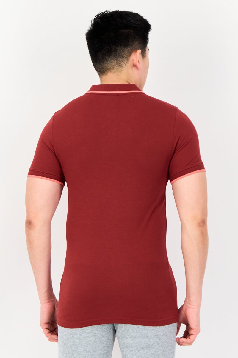 PUMA قميص بولو خارجي للرجال بقصة ضيقة بأكمام قصيرة، أحمر حار - Image 2