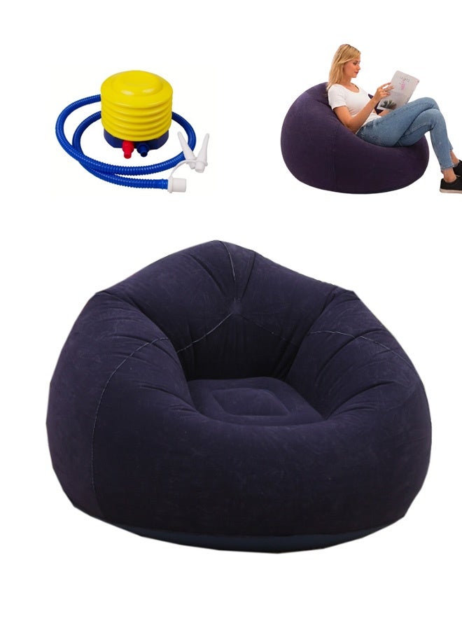 GMORO Inflatable Bean Bag Chair with air pump,Inflatable Deck Chair with Air Pump, Flocking PVC Lazy Inflatable Sofa Couch for Adults, Chaise Lounges - Image 1
