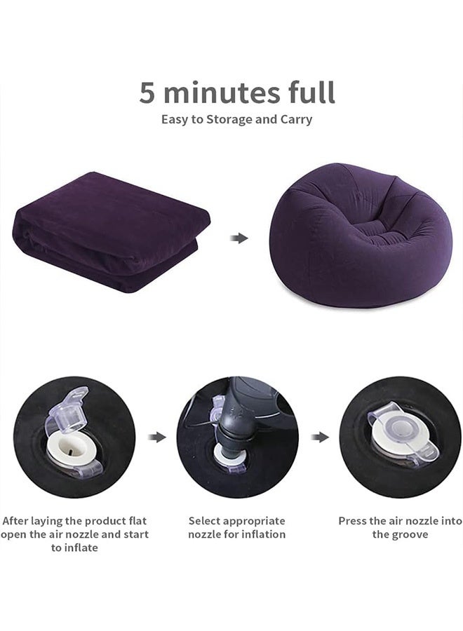 GMORO Inflatable Bean Bag Chair with air pump,Inflatable Deck Chair with Air Pump, Flocking PVC Lazy Inflatable Sofa Couch for Adults, Chaise Lounges - Image 5