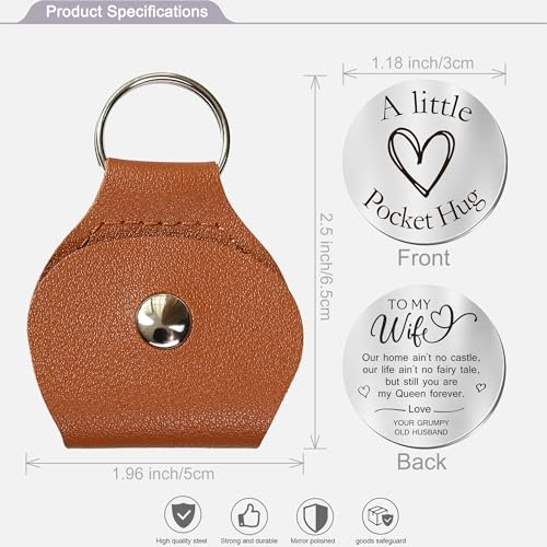 OUMILAN Pocket Hug Token Gifts for Men Boyfriend Girlfriend Inspirational Gift for Son Daughter Brother with Leather Keychain - Image 2