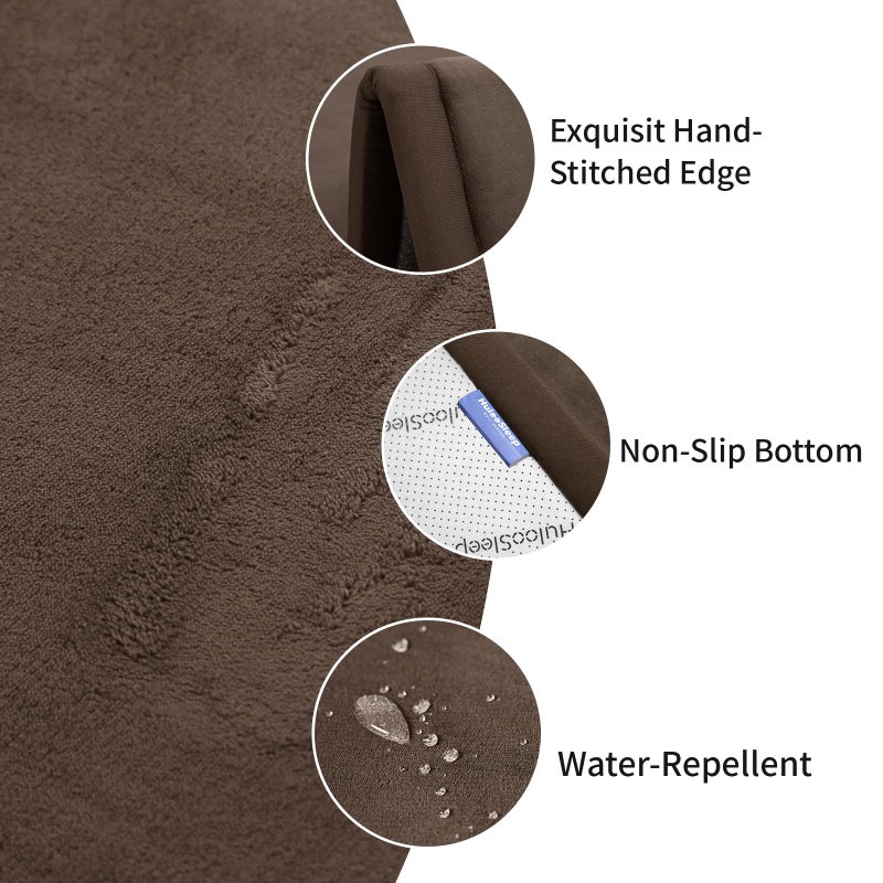Huloo Sleep Baby Play Mat for Floor,1.3" Thick Elasti-Foam 50x50 Playpen Mat for Toddlers Infant Kids,Water-Repellent Soft Coral Velvet Tummy Time Mat,Non Slip Crawling Mat,Tatami Mat(Dark Brown) - Image 2